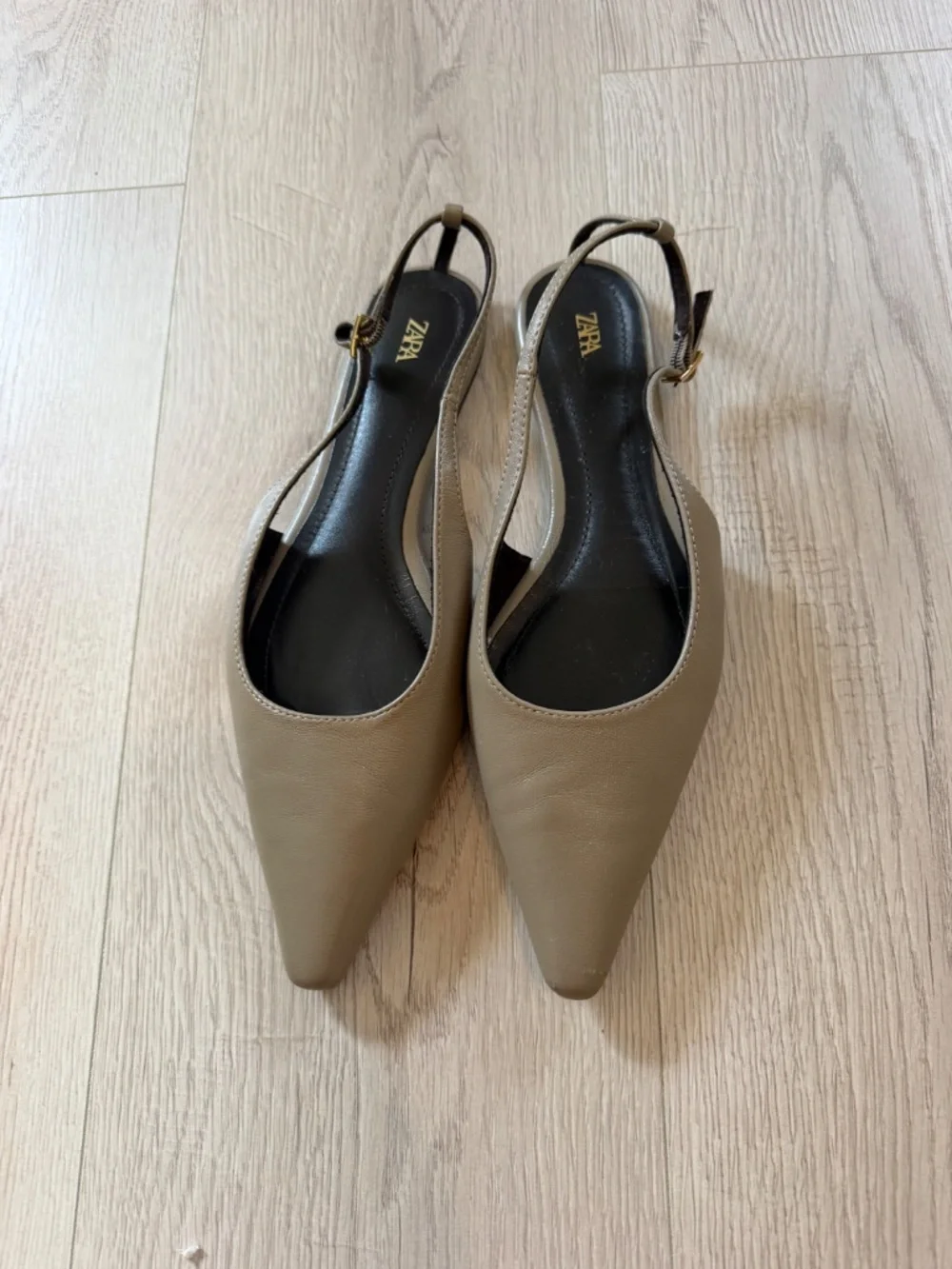 Zara Leather Slingback Shoes Color Tope Size EU 38